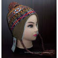 Custom Pattern New estilo asiático malha Beanie Hat com Earflap (1-2272 / 73/74/76)